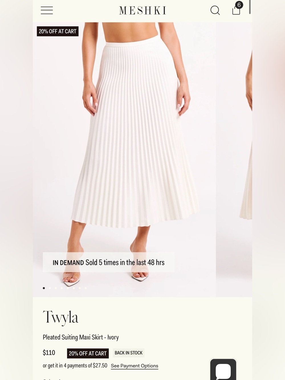 Meshki Twyla pleated maxi skirt